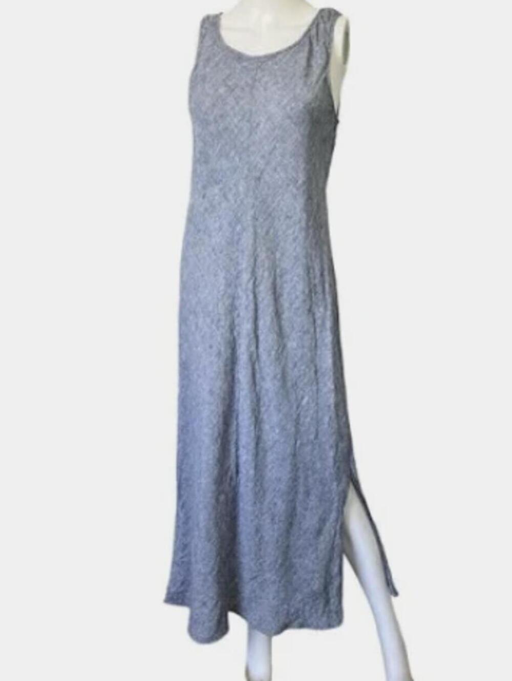 Artisan NY Blue Linen Slip Dress Size XS/S Maxi Side Slip